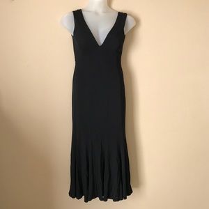 Selina black plunge v-neck mermaid midi dress